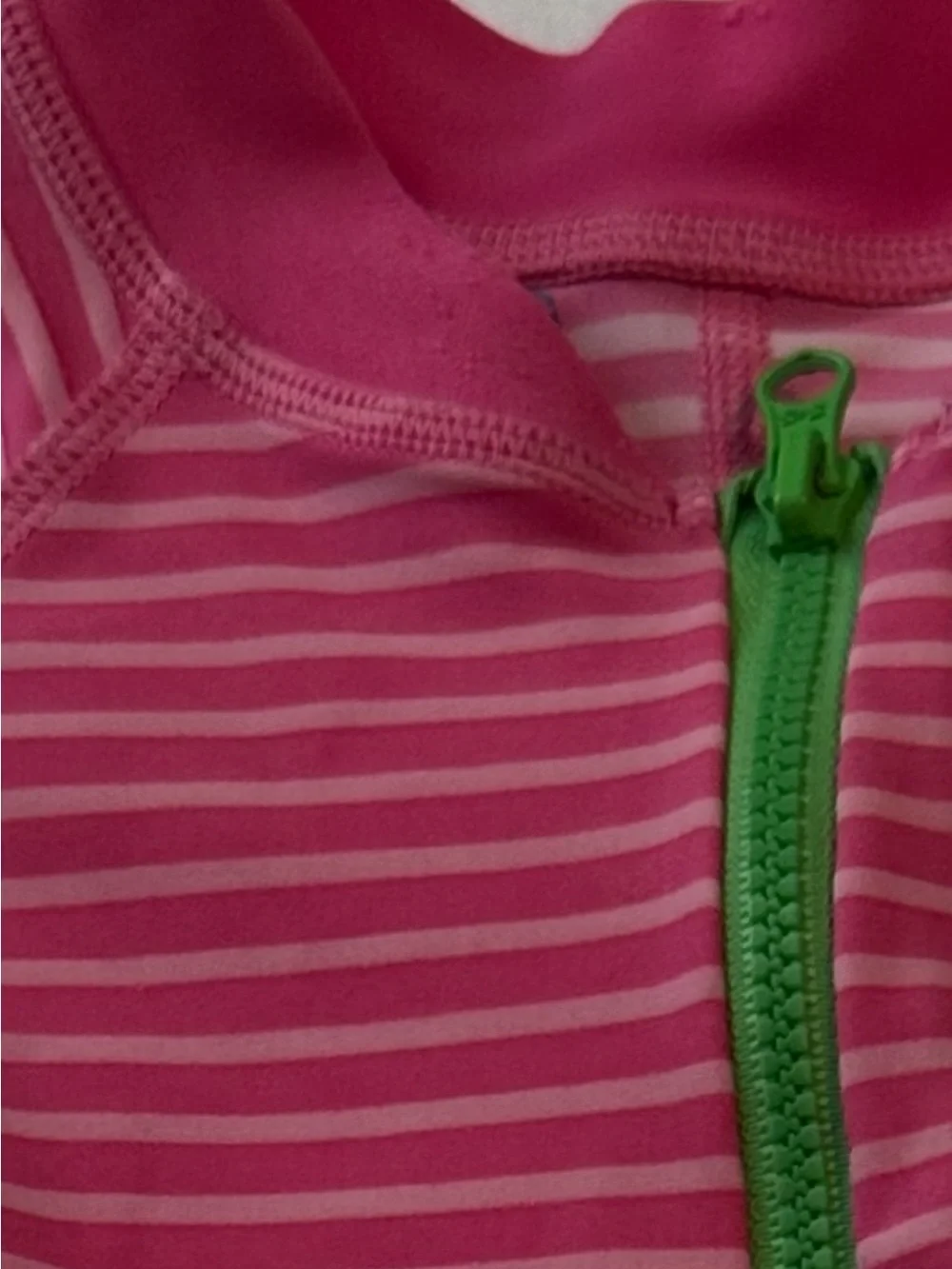 i play. Pink Striped Baby Rashguard with Green Zipper Size M (12 months)